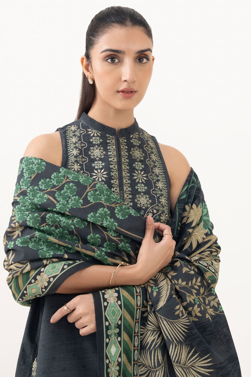 3 Piece - Embroidered Khaddar Suit