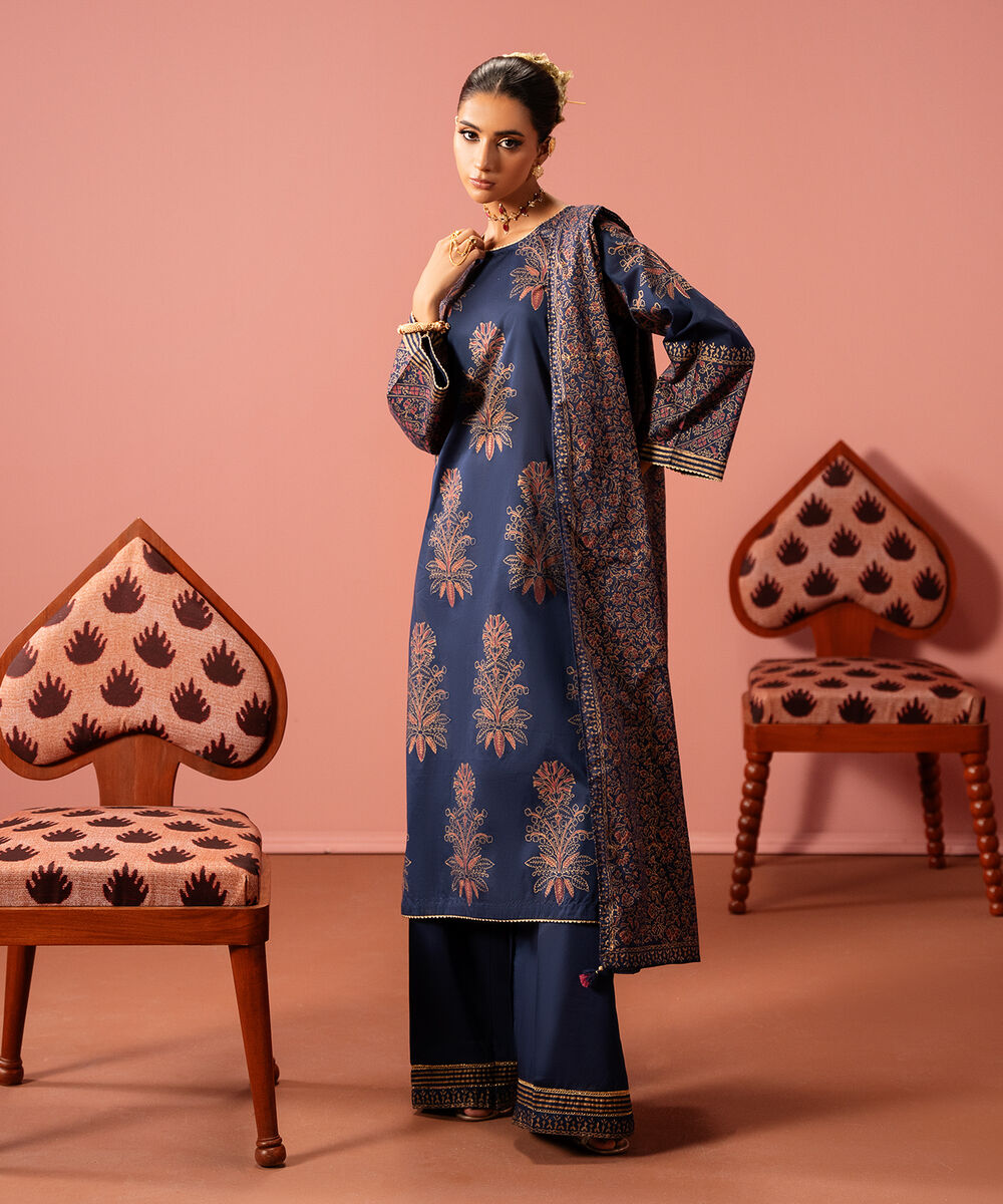 Women's RTW Cambric Blue Solid Flared Pants