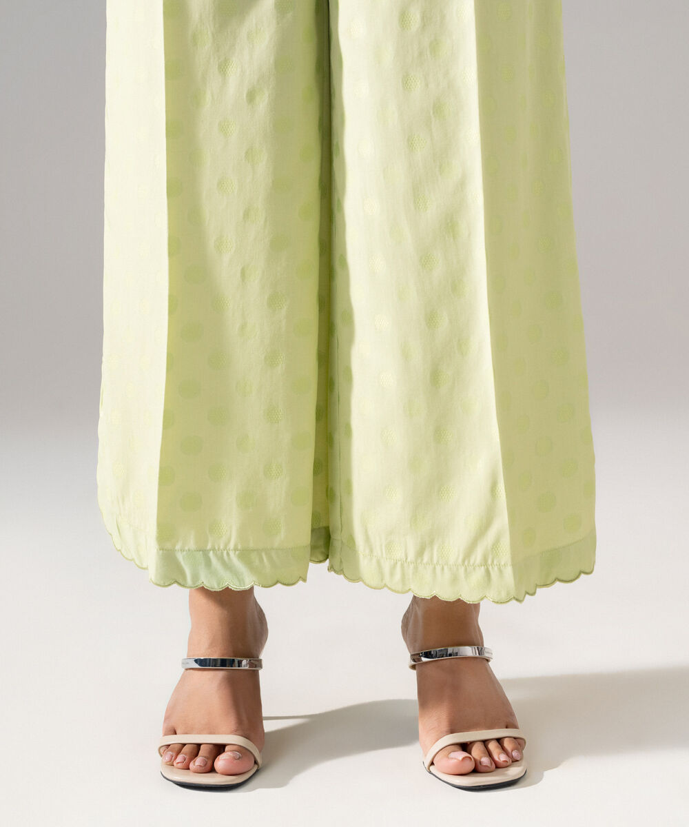 Women's RTW PV Jacquard Solid Mint Green Flared Pants
