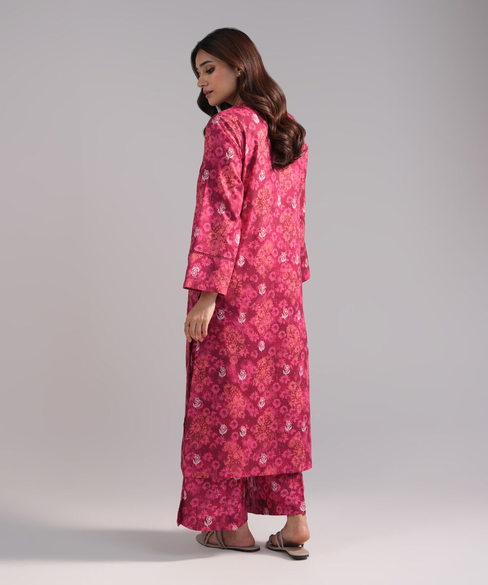 Women's RTW Crosshatch Printed Pink A-Line Shirt