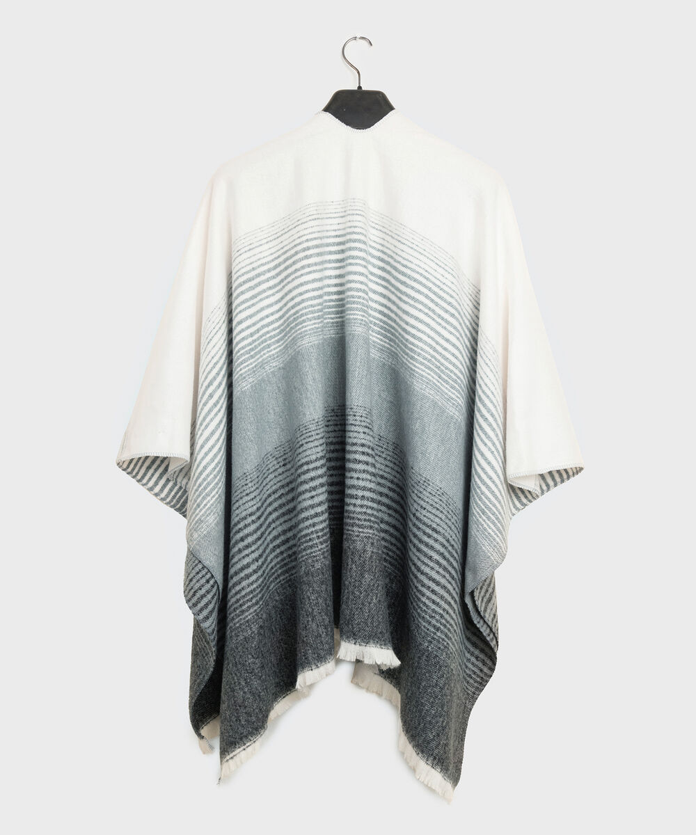 Women's Western Wear Grey & White Striped Cape Shawl