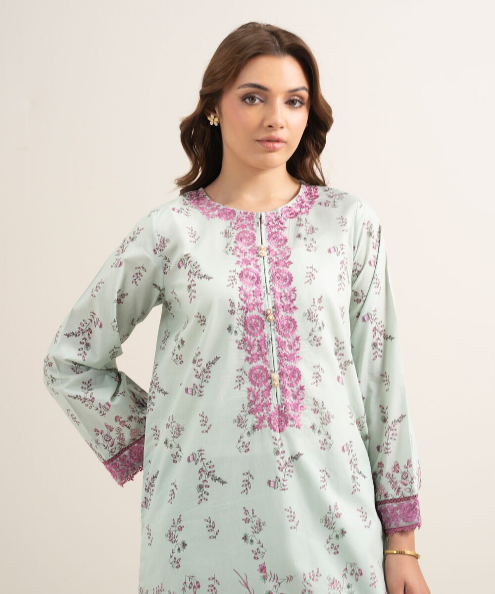 Women's RTW Lawn Embroidered Multi A-Line Shirt