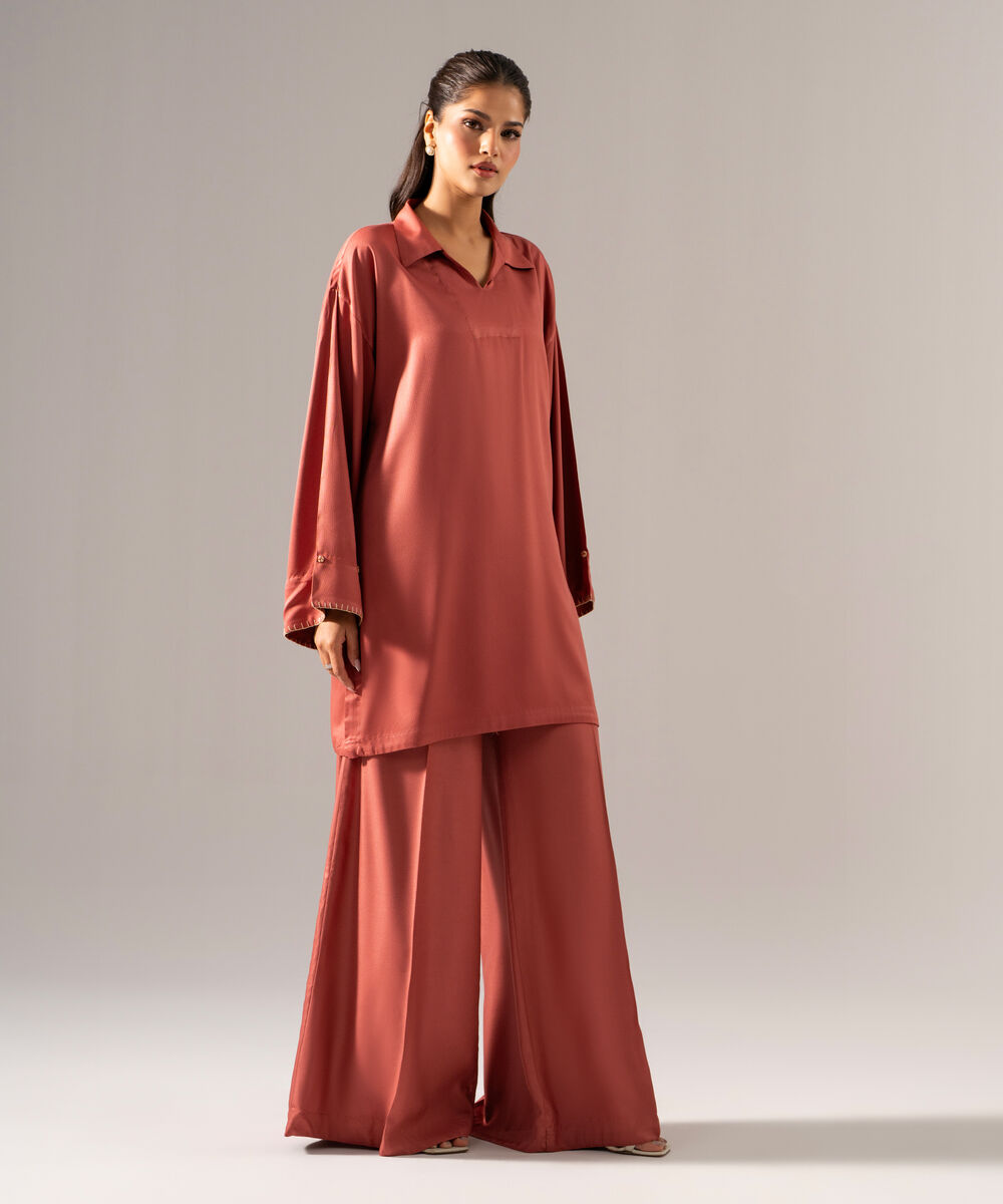 Women's RTW Bedford Solid Peach 2 Piece Suit