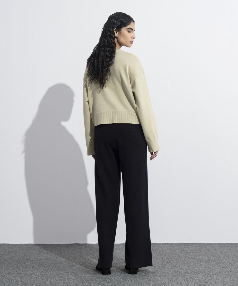 Women's Western Wear Beige Cropped Knit Cardigan