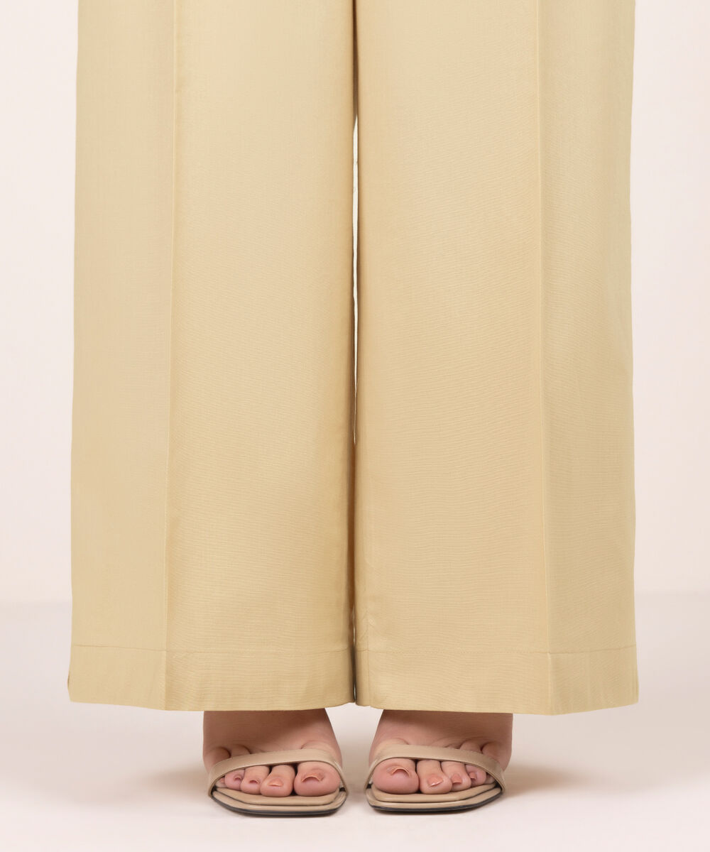Women's RTW Cambric Solid Beige Culottes