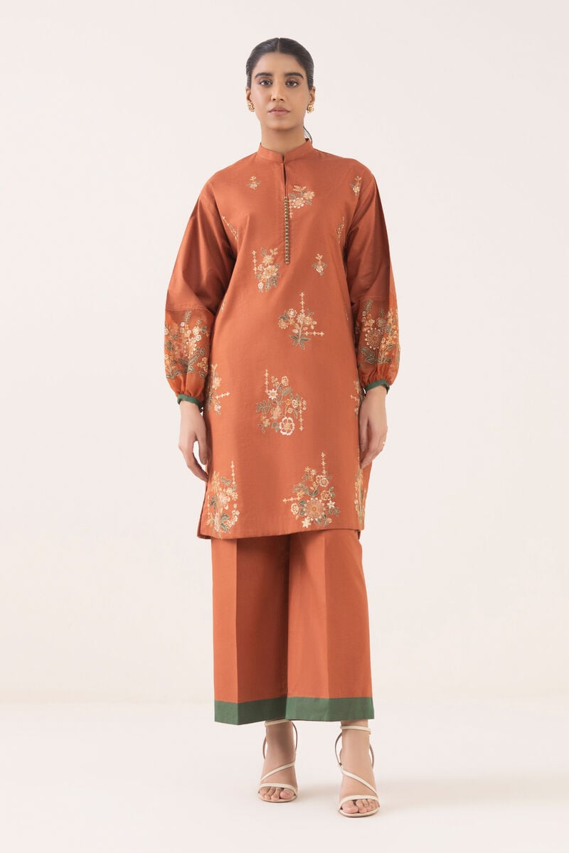 2 Piece - Embroidered Cotton Suit