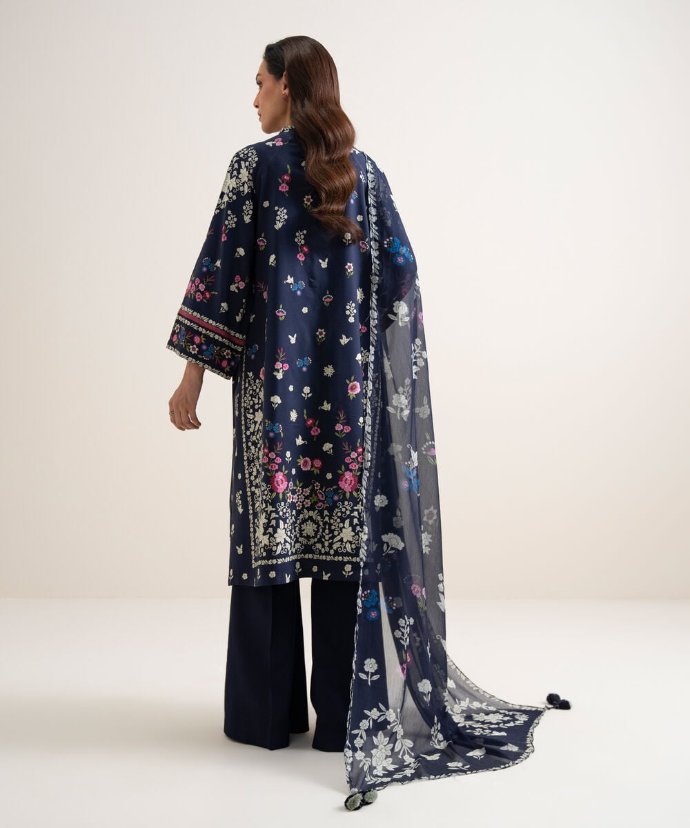3 Piece - Printed Arabic Lawn Suit — Sapphire view 4