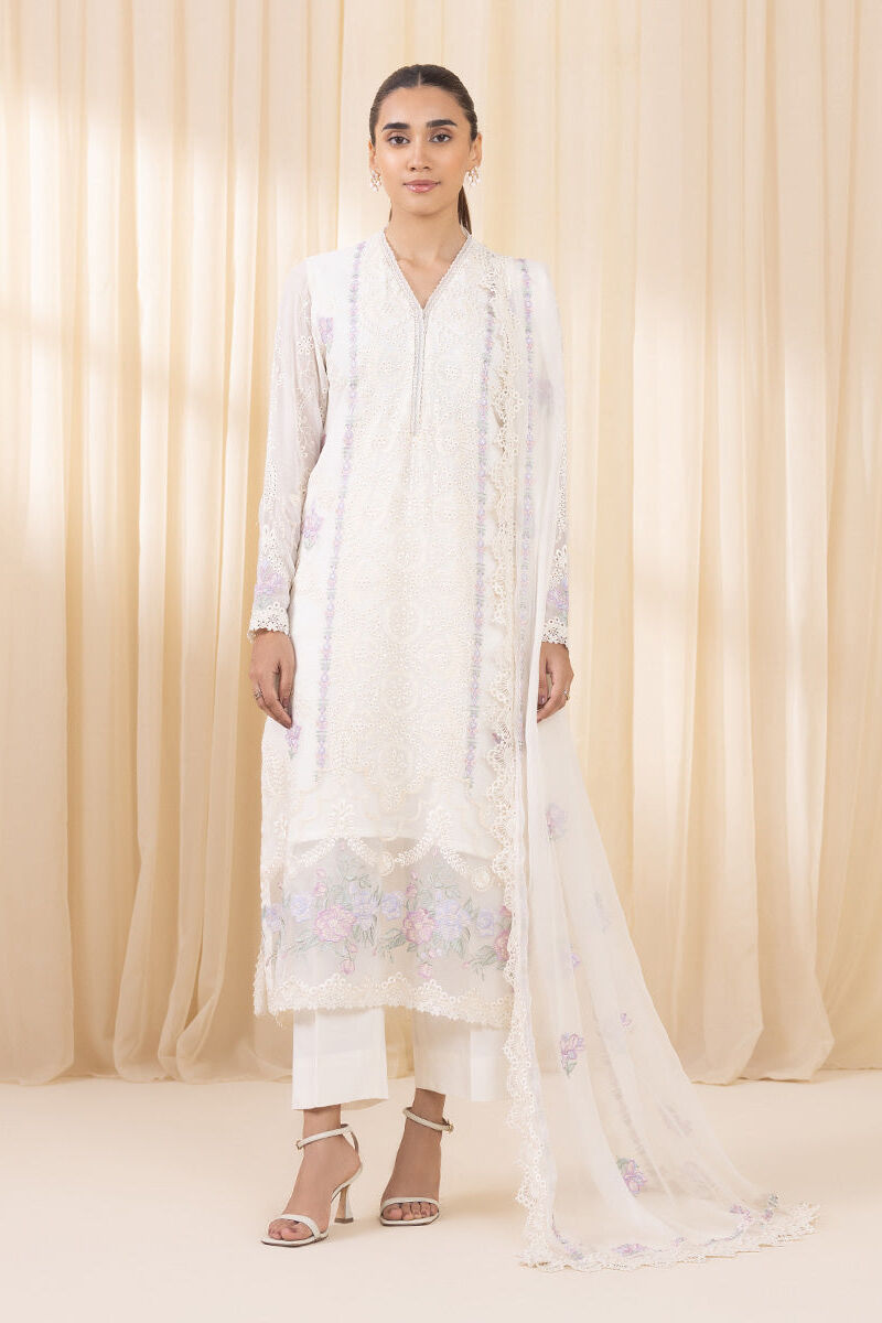 3 Piece -  Embroidered Chiffon Suit