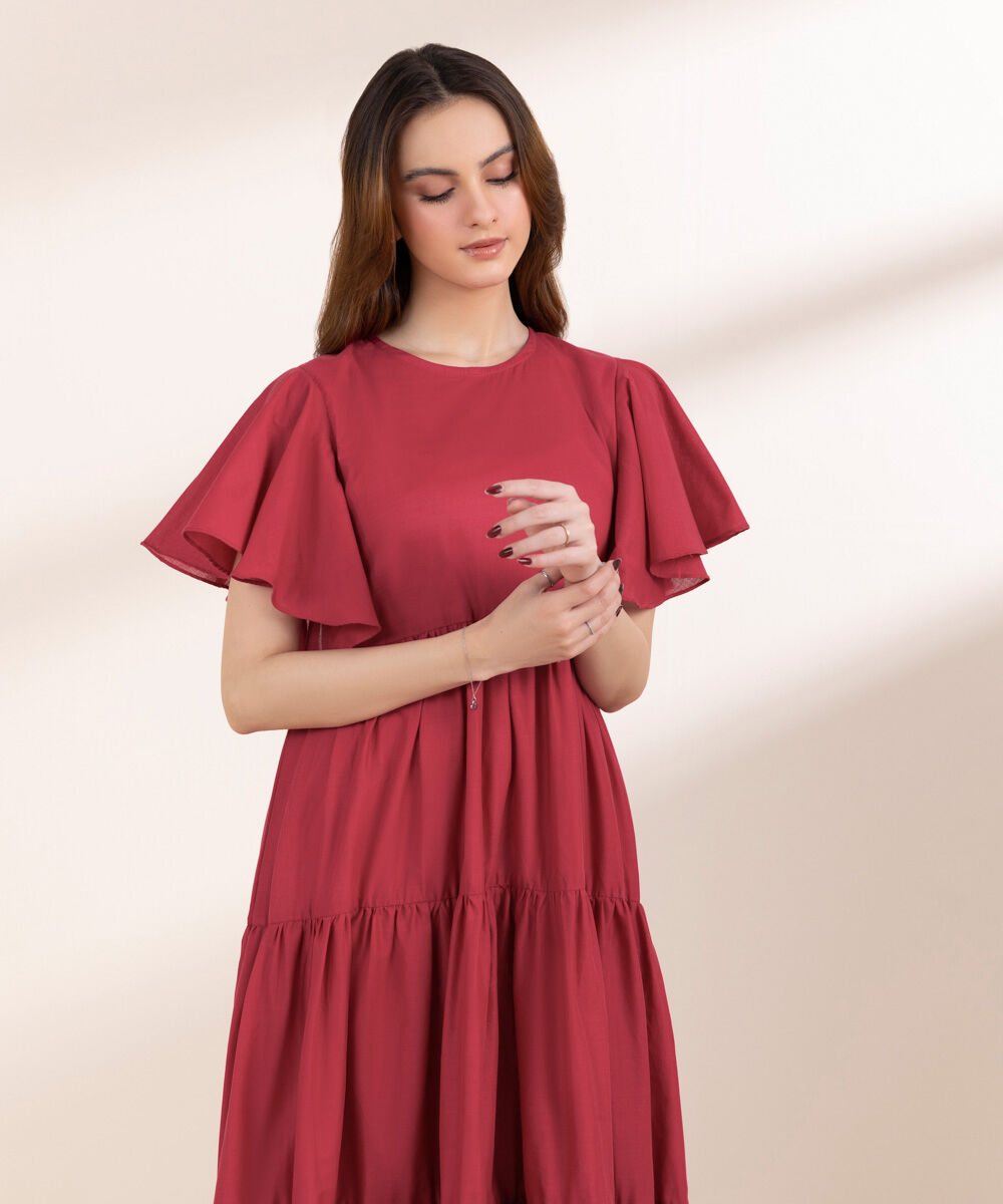 Women's Pret Cross Hatch Red Tier Dress