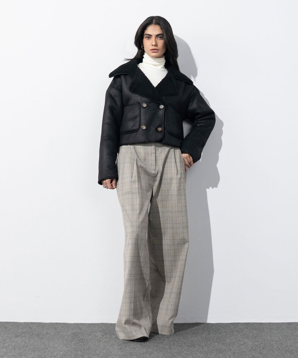 Women's Western Wear Black Reversable Short Jacket