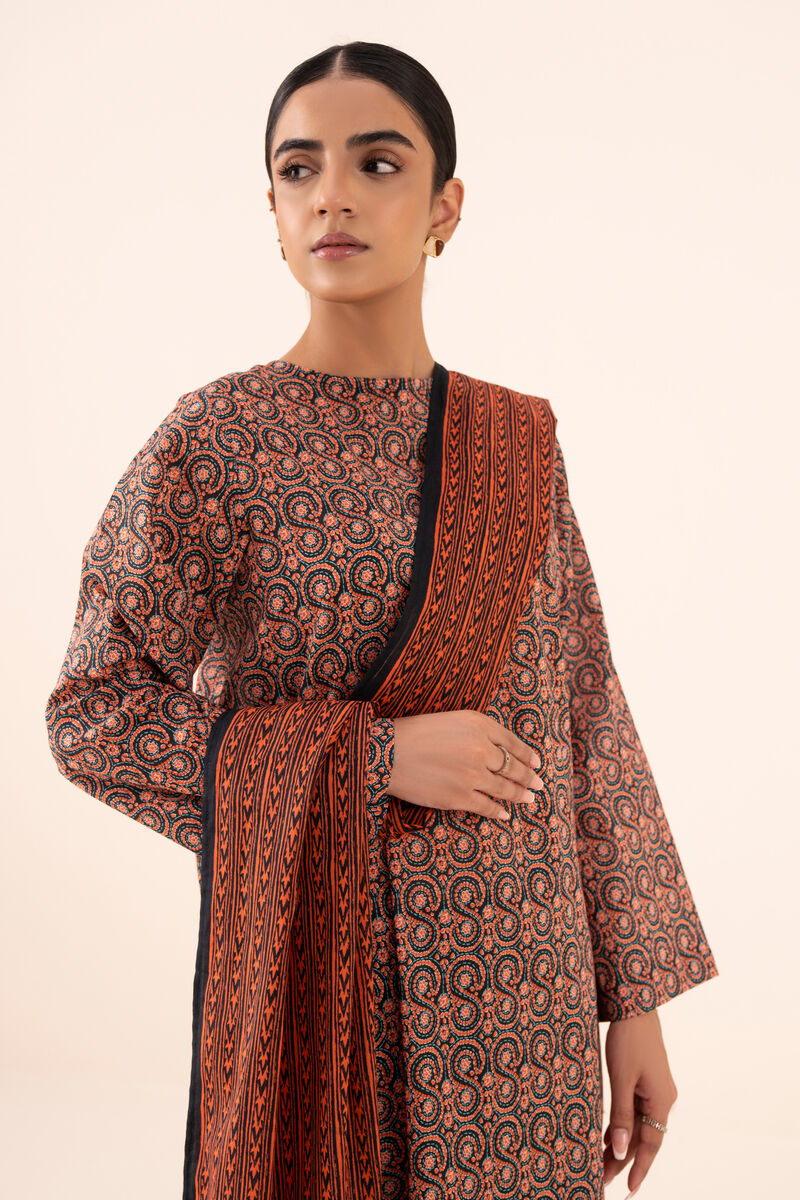 3 Piece - Printed Cotton Suit