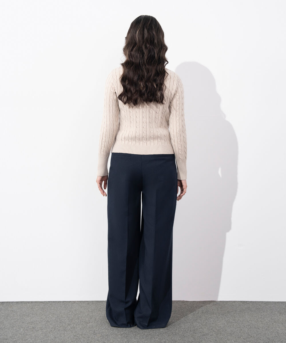 Women's Western Wear Beige Cable Knit Sweater