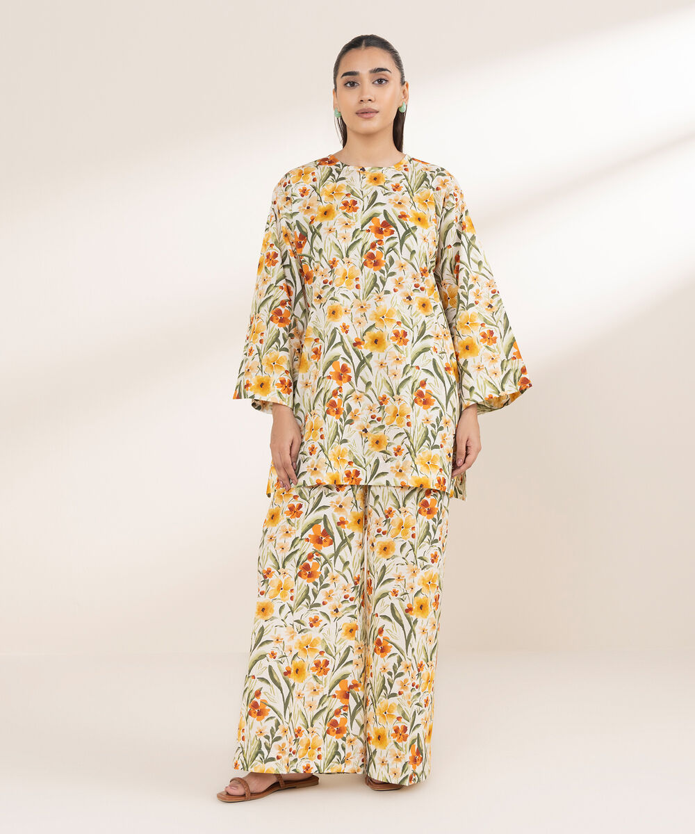 Women's RTW Lycra Multi Printed Drop Shoulder Shirt