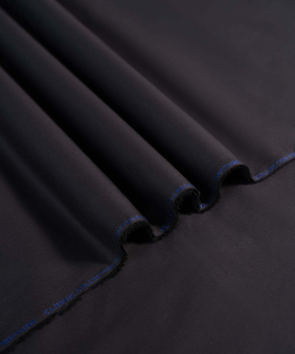 Men's Unstitched 2-Piece Cotton Dobby Black Suit