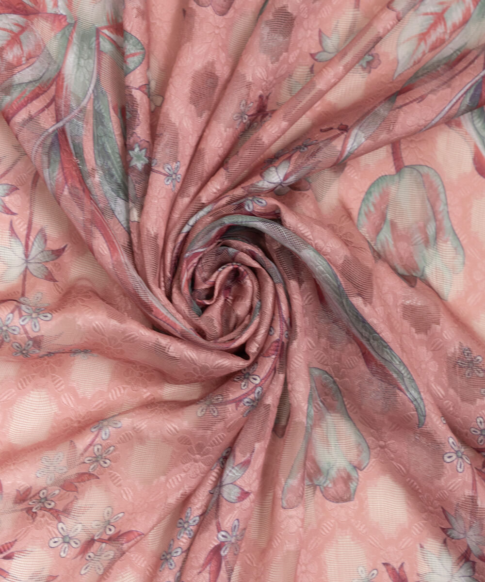 Women's RTW Brochea Jacquard Printed Pink Dupatta