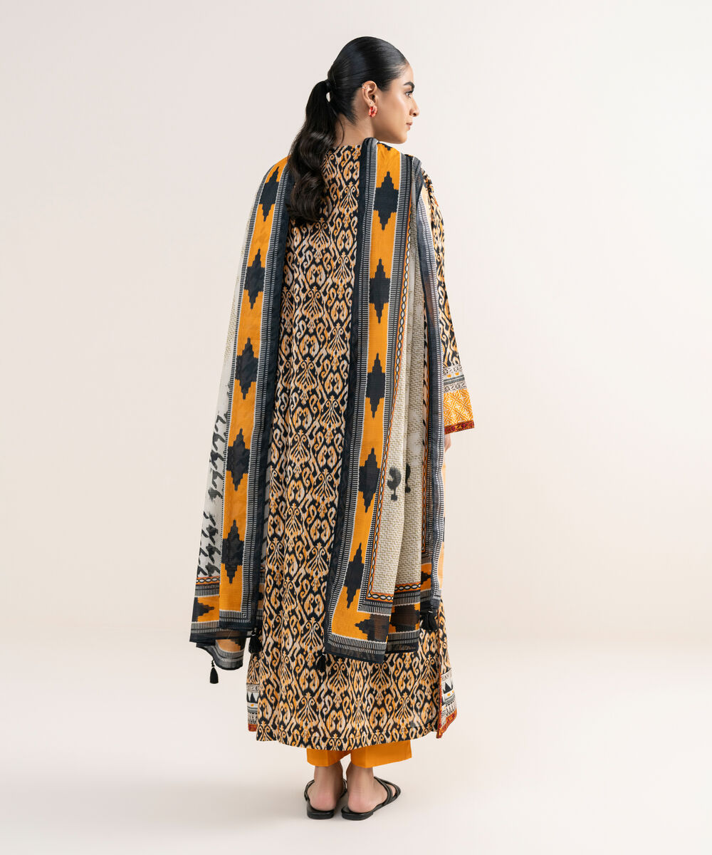 Women's RTW Lawn Beige Embroidered 3 Piece Suit