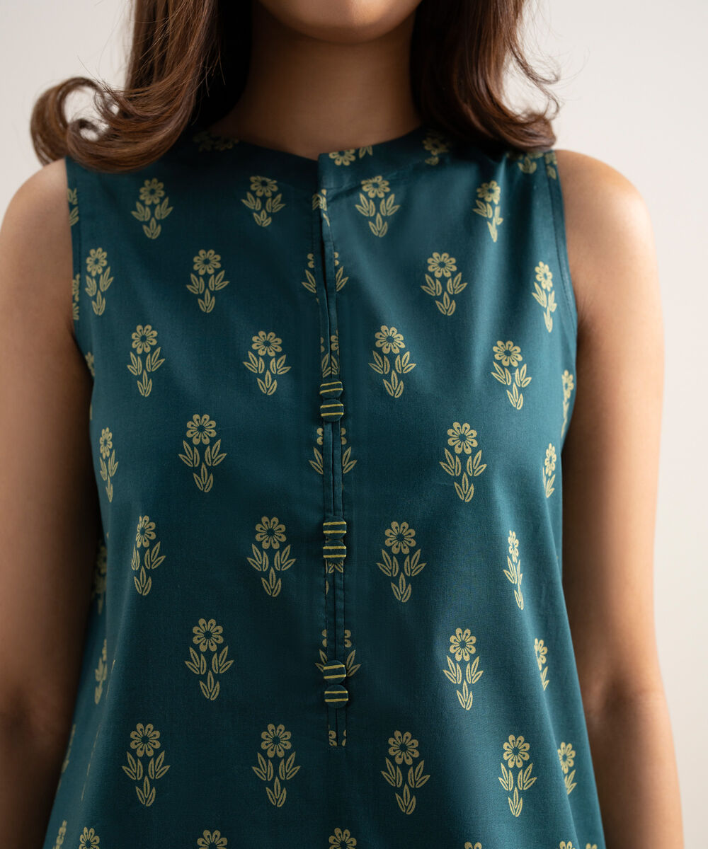 Women's Unstitched Lawn Printed Teal Blue 3 Piece Suit