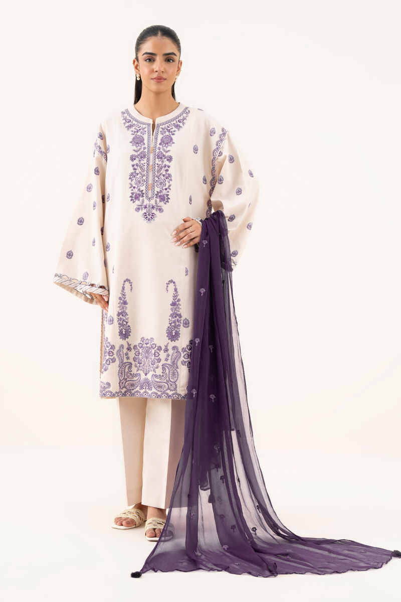 3 Piece - Embroidered Dobby Suit