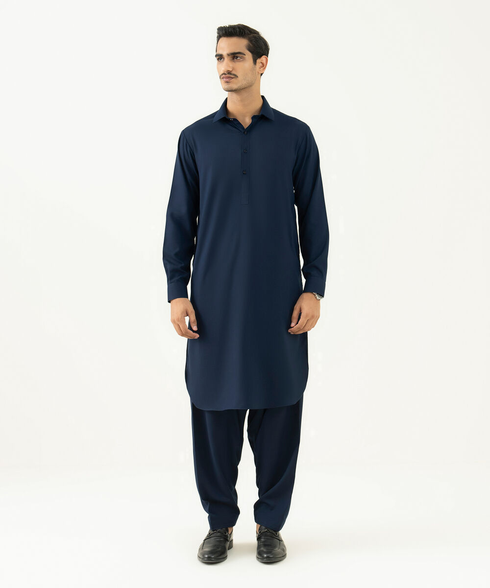 Men's Falak Plain Blue Kurta Shalwar