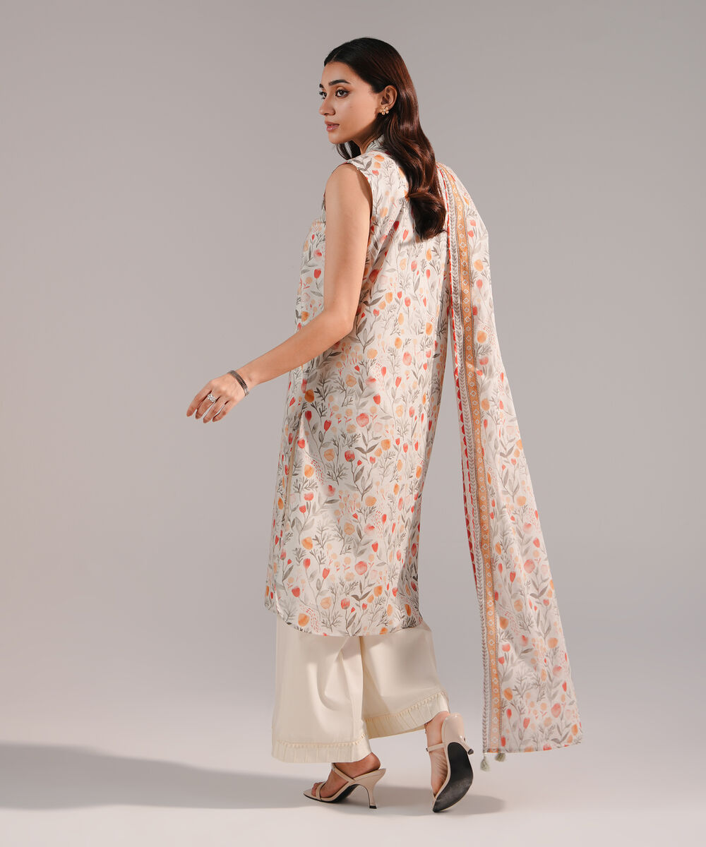 Women's RTW Cotton Viscose Printed Grey 2 Piece Suit