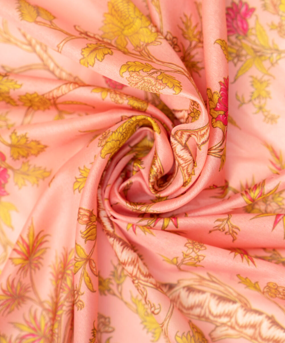 Textured Silk Pink Printed Dupatta