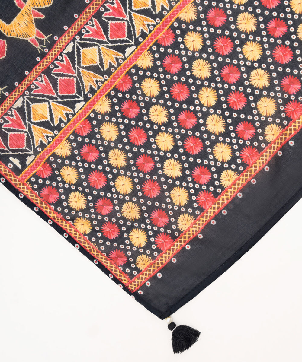 Fine Volie Black Printed Dupatta