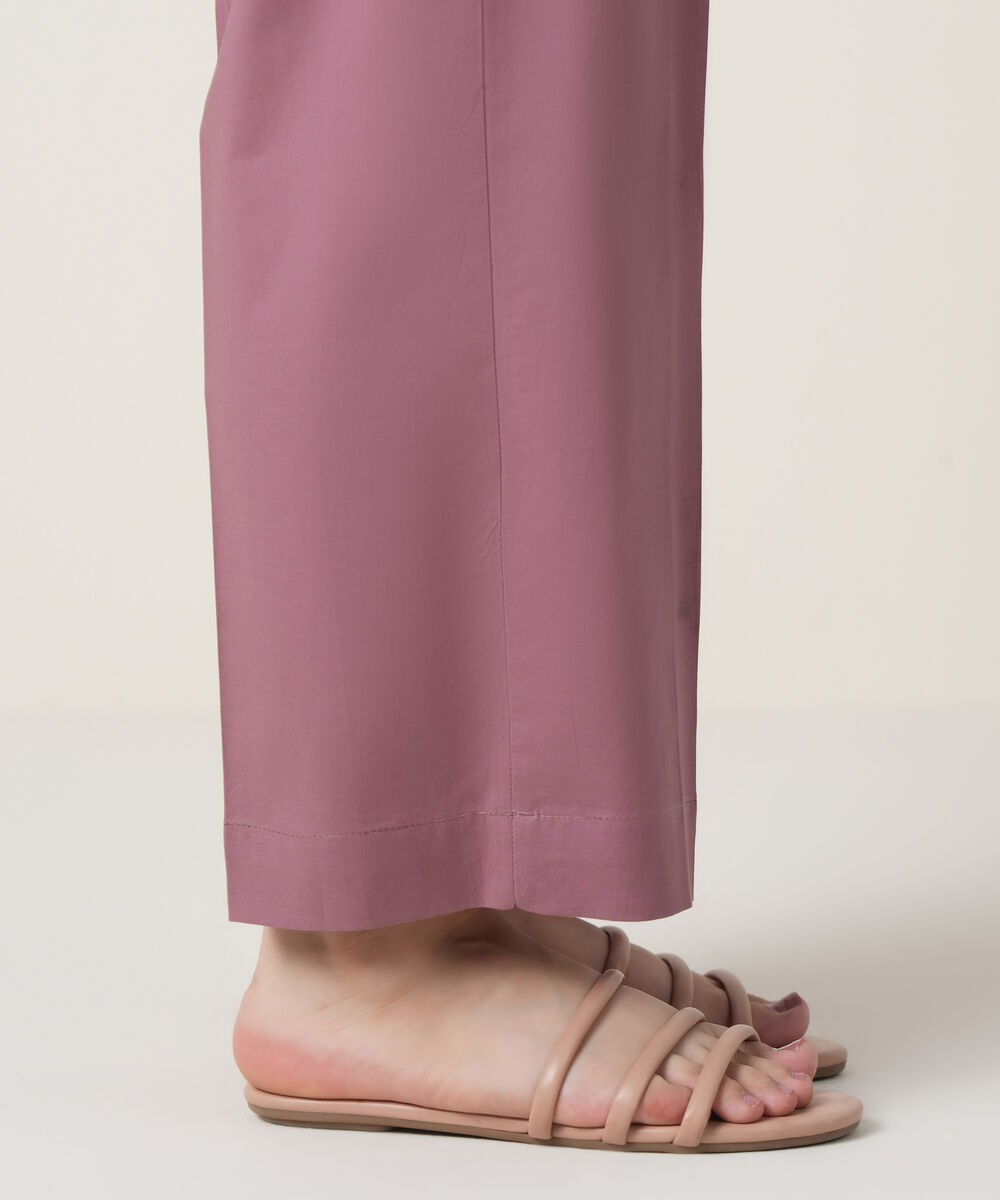 Women's RTW Cambric Pink Solid Trousers