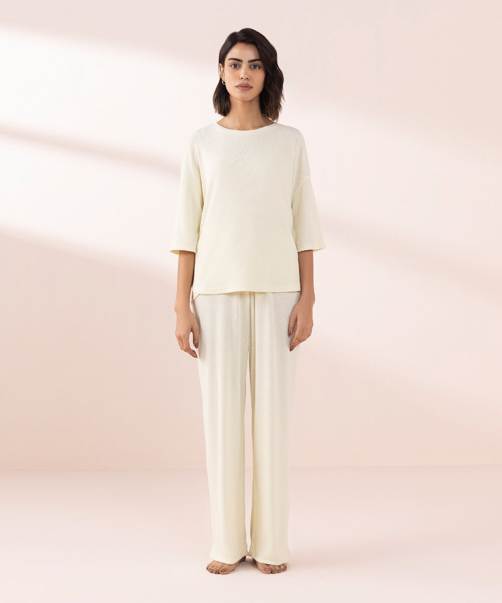 Women's Sleepwear Off-White Ivory Pj Set