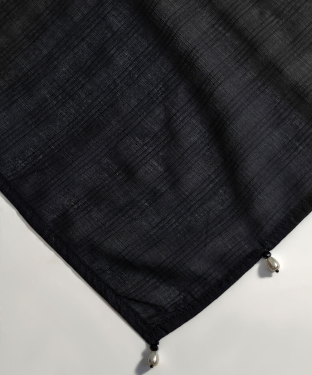 Women's RTW Textured Voil Solid Black Dupatta