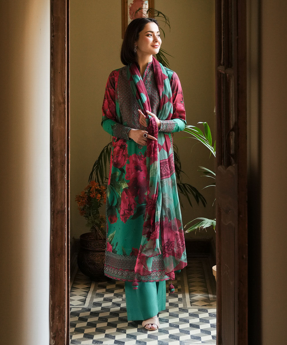 Woman - Multi 3 Piece - Embroidered Lawn Suit