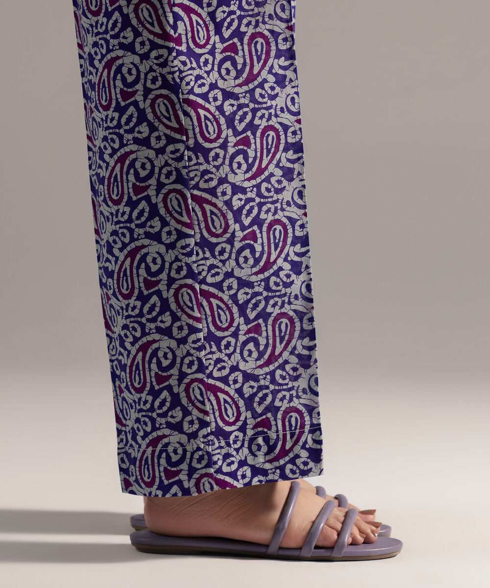 Women's RTW Crosshatch Printed Purple Straight Pants