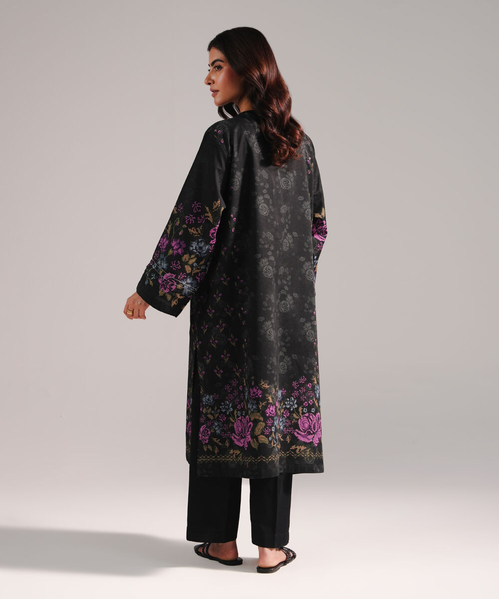 Women's RTW Dobby Printed Black 2 Piece Suit