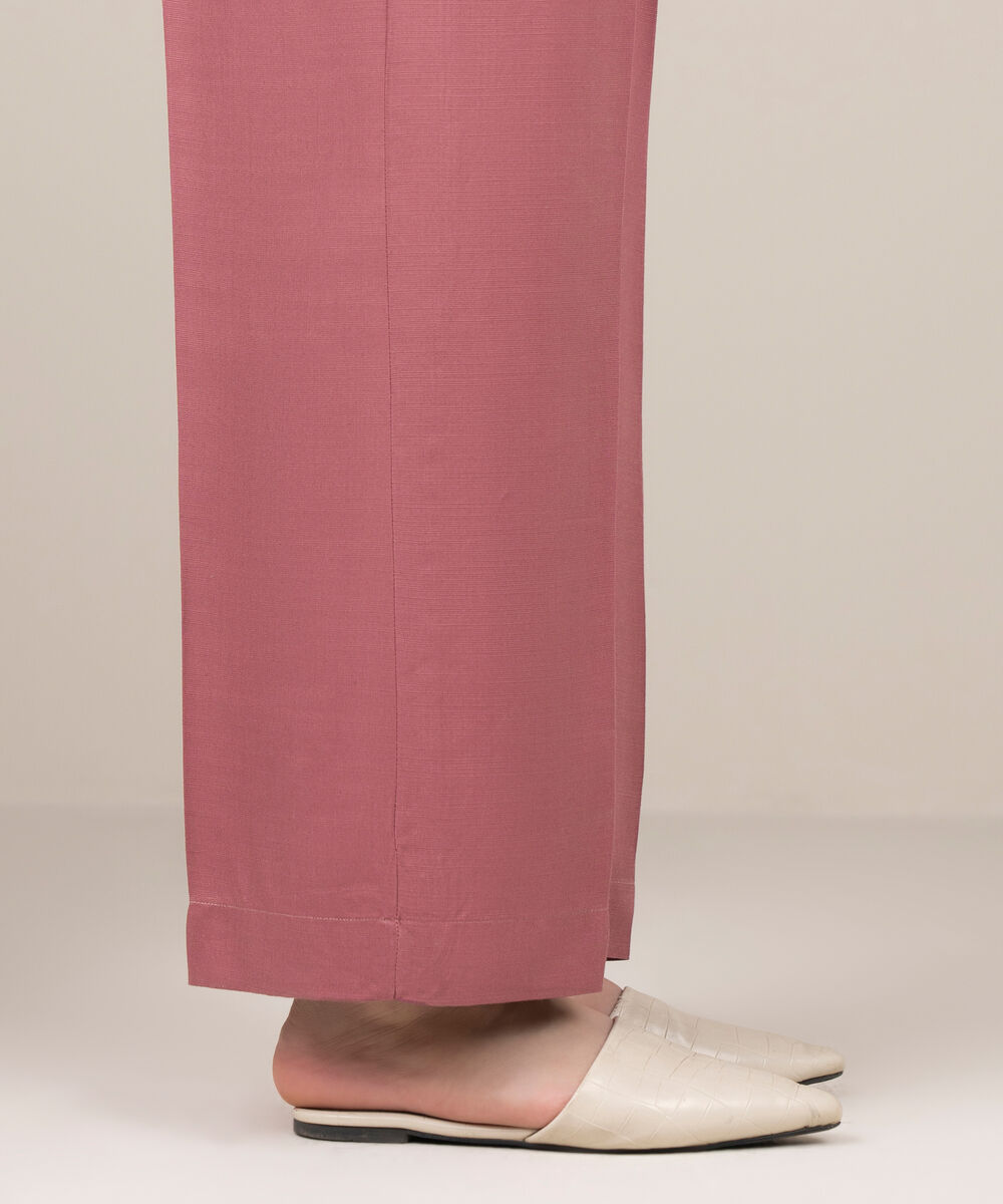 Women's RTW Herringbone Solid Mauve Straight Pants