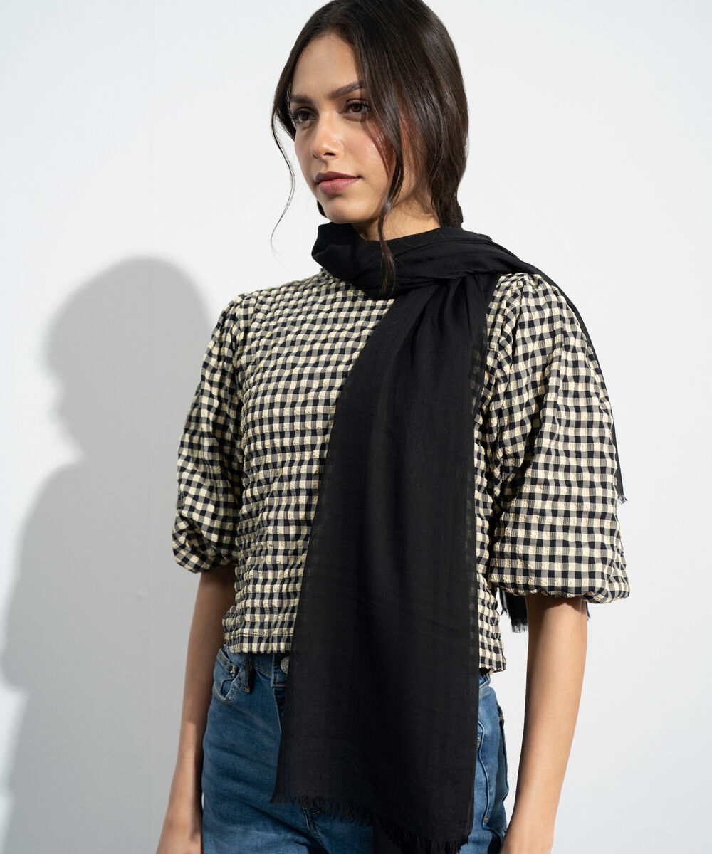 Women's Western Black  Rectangular Scarf