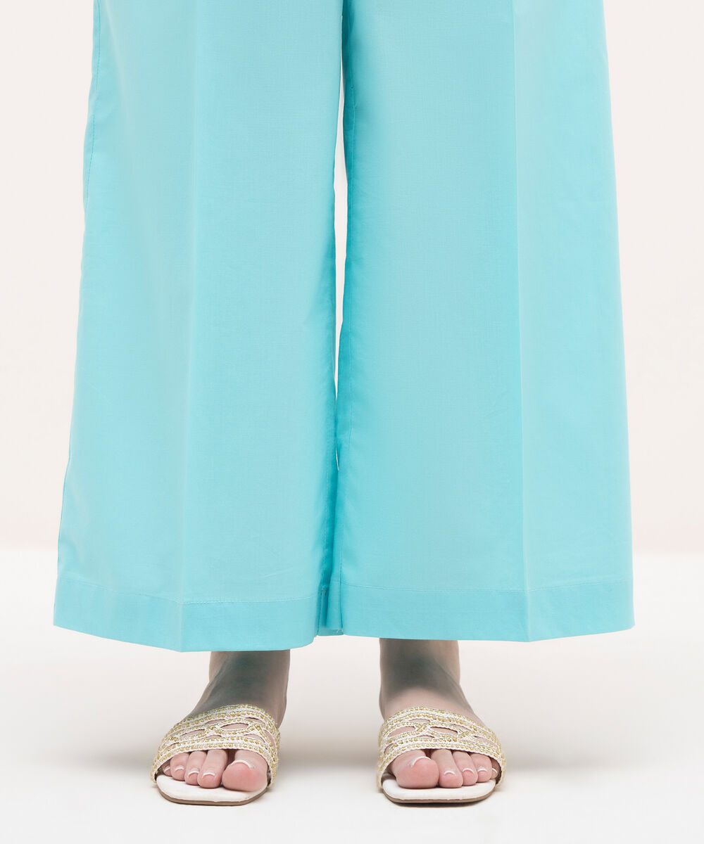 Women's RTW Cambric Blue Solid Culottes