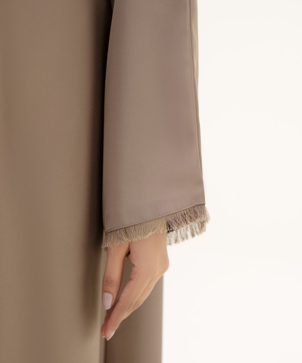 Women's mocha brown button through kimono Abaya