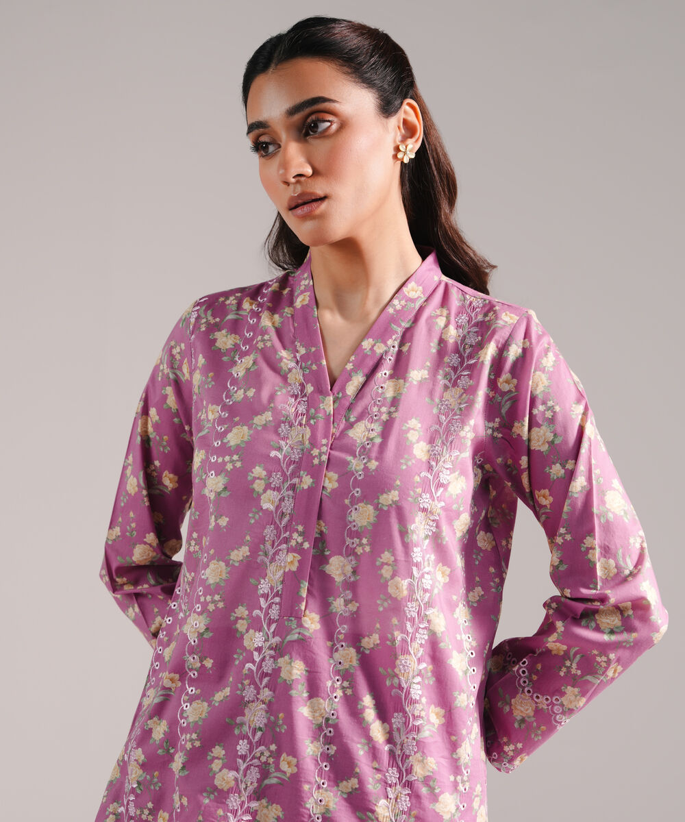 Women's RTW Lawn Embroidered Pink 2 Piece Suit