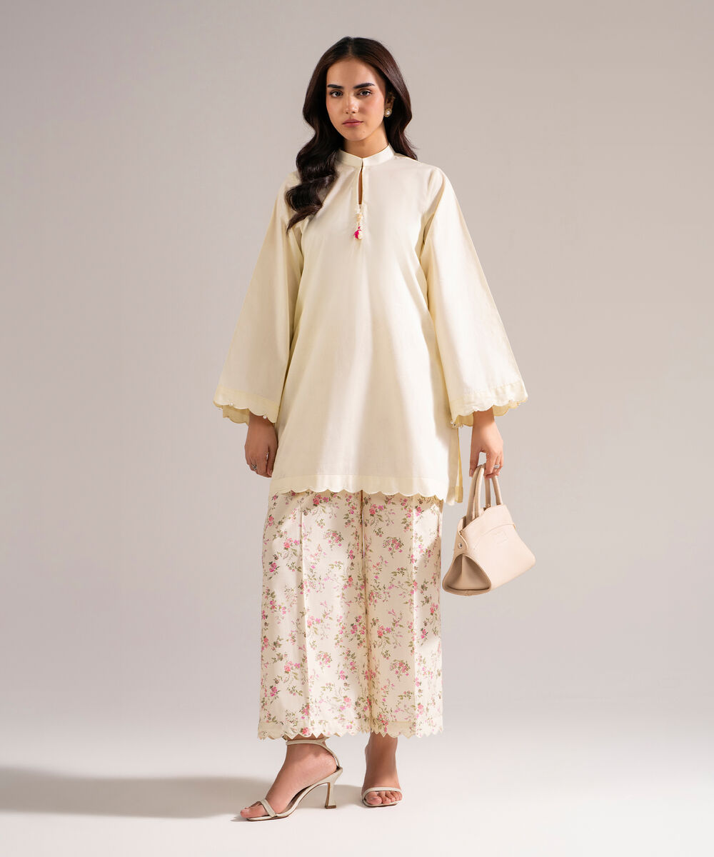 Women's RTW Cambric Solid Pale Yellow Straight Shirt