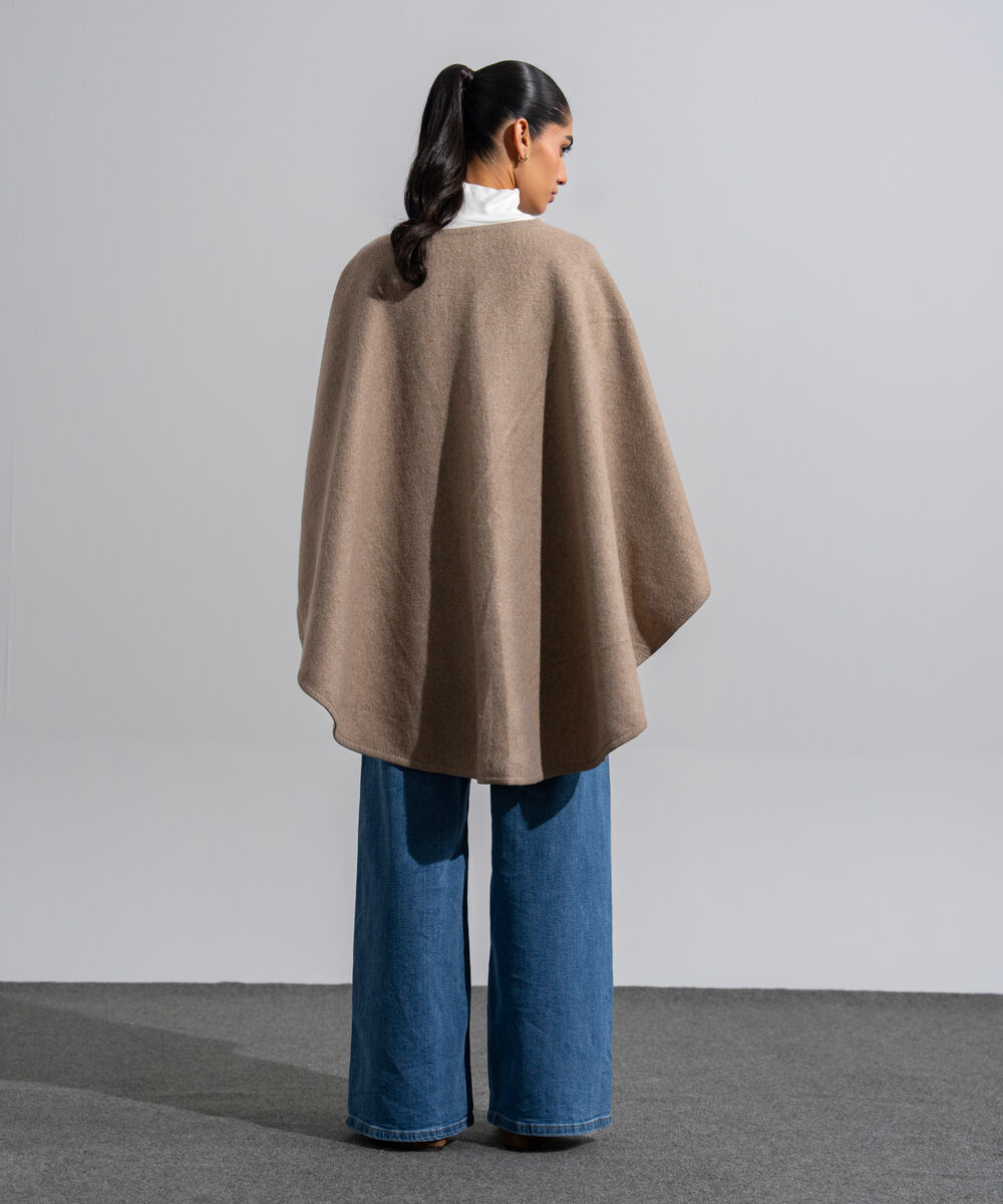 Women's Western Wear Taupe Polyester Cape Shawl