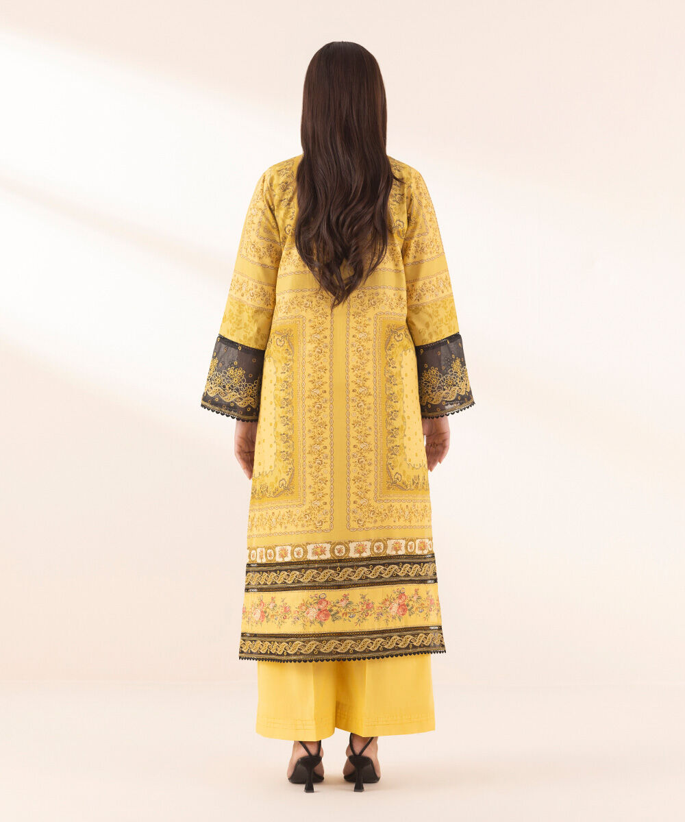 Woman - Yellow Embroidered Zari Lawn Shirt
