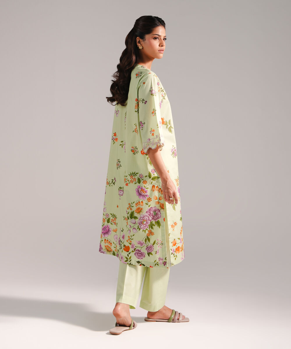 Women's RTW Lawn Printed Green 2 Piece Suit