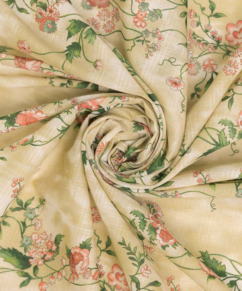 Textured Voile Beige Printed Dupatta