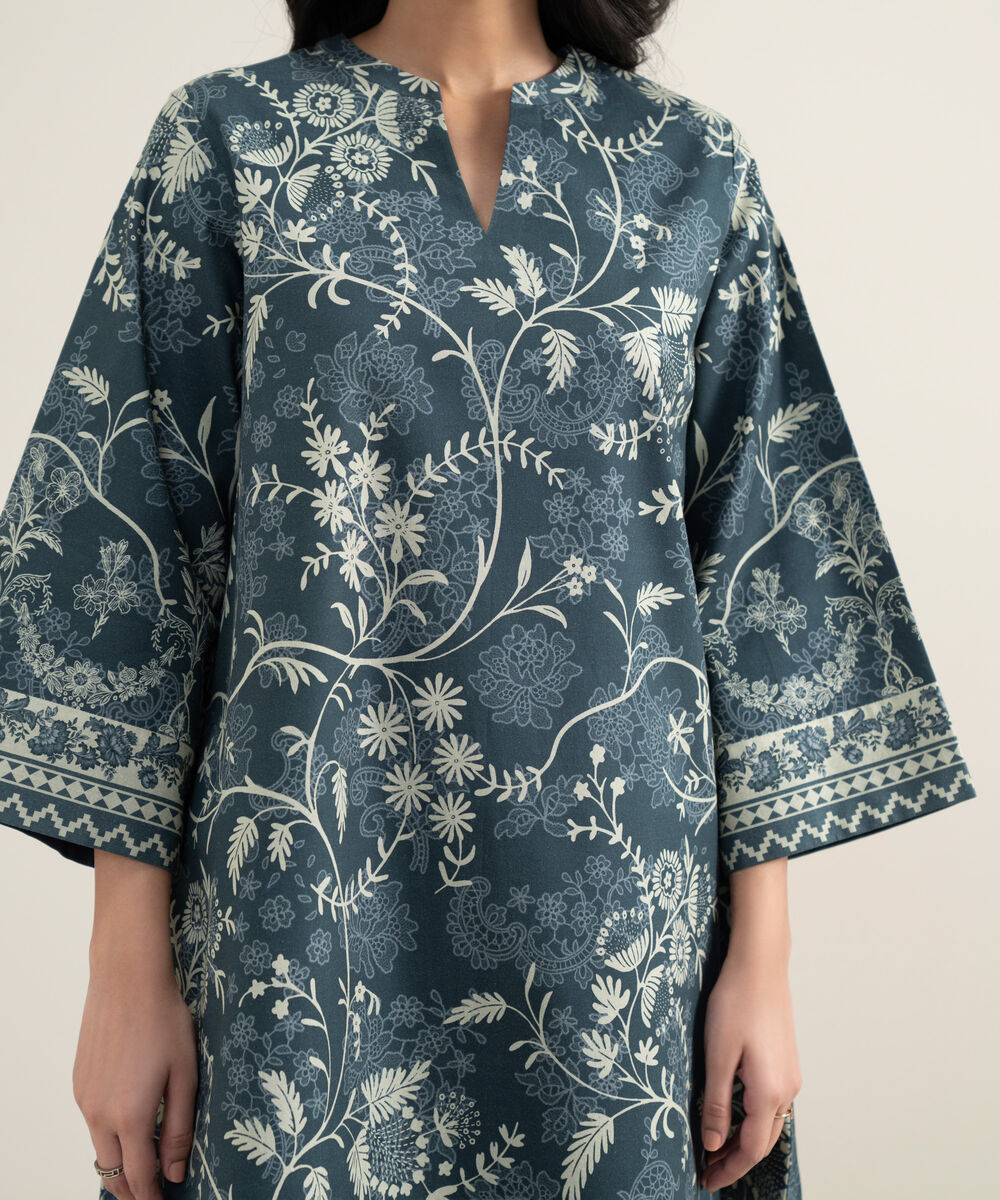Women's Unstitched Lawn Printed Grey 2 Piece Suit