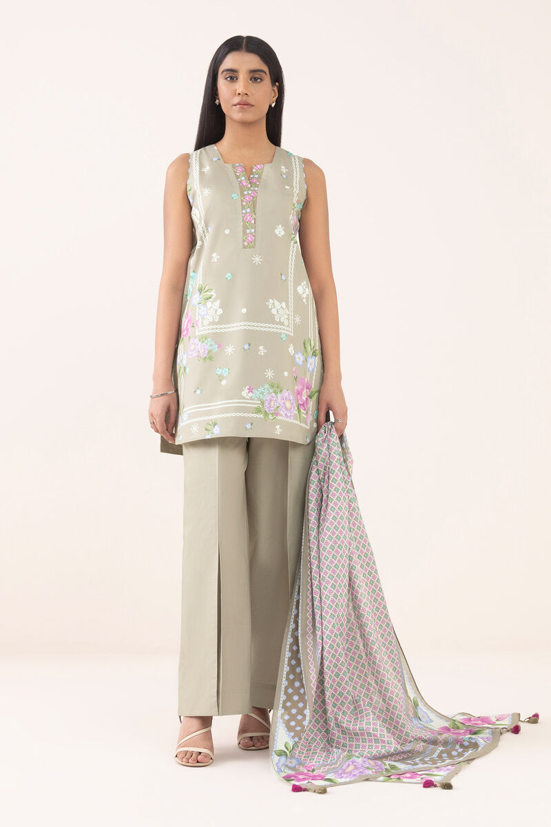 3 Piece - Printed Cotton Suit