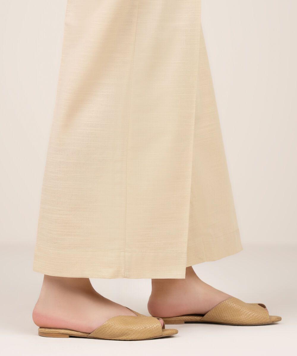 Women's RTW Khaddar Solid Beige Culottes