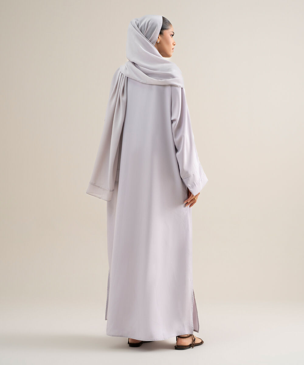 Women's Polyster Mauve Kimono Abbaya Set