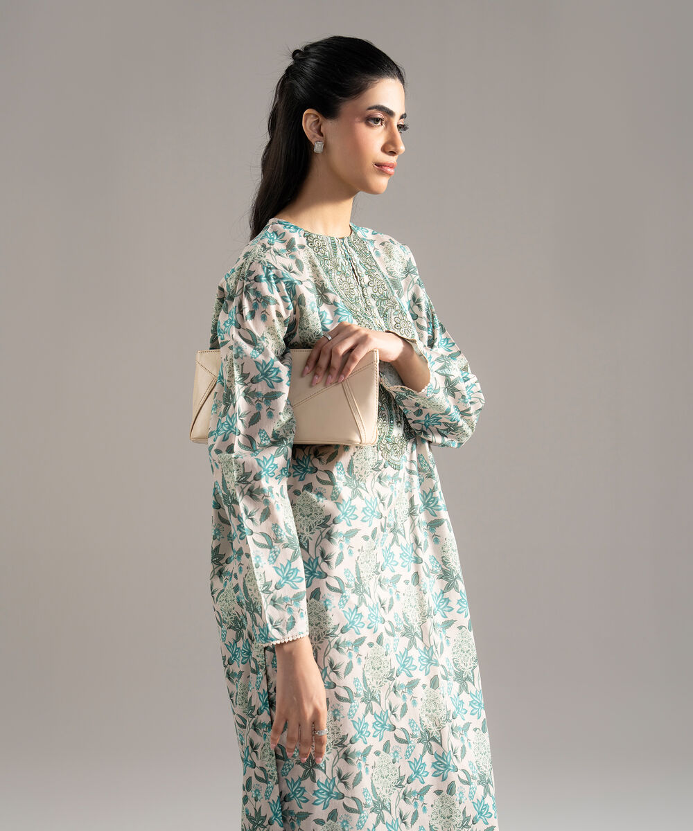 Women's RTW Lawn Printed Embroidered Grey 2 Piece Suit
