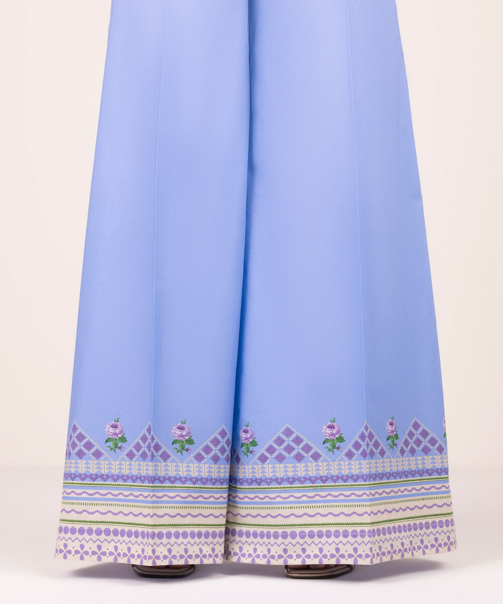 Women's RTW Lawn Printed Blue Flared Pants