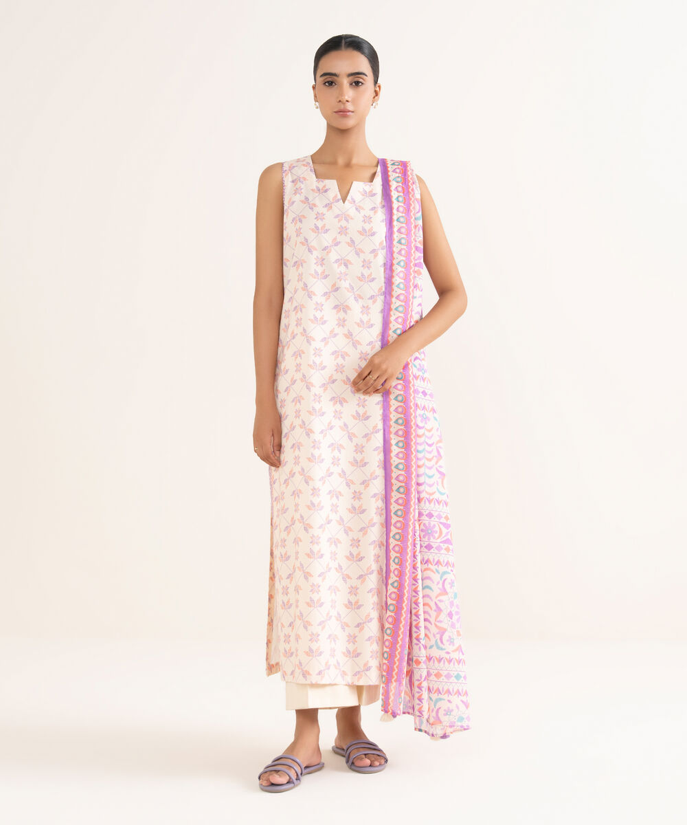 Women's Unstitched Lawn Printed Multi 2 Piece Suit