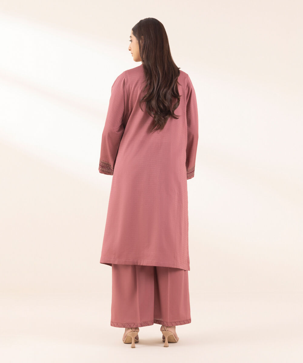 Woman - Pink Embroidered Dobby Shirt